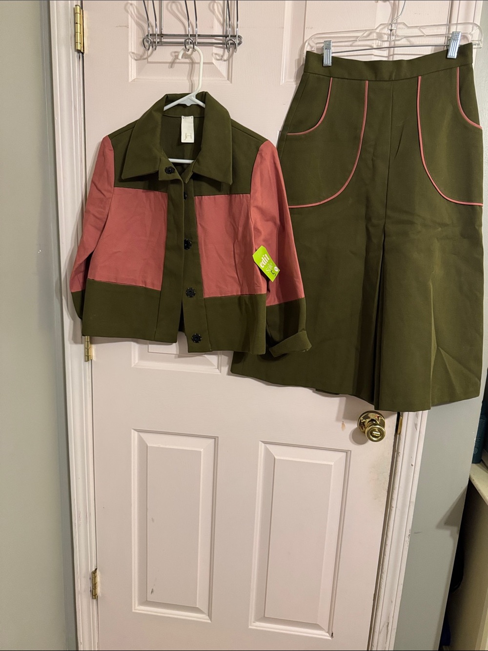 Women's Colorblock Olive & Dusty Rose Jacket Blazer Gaucho